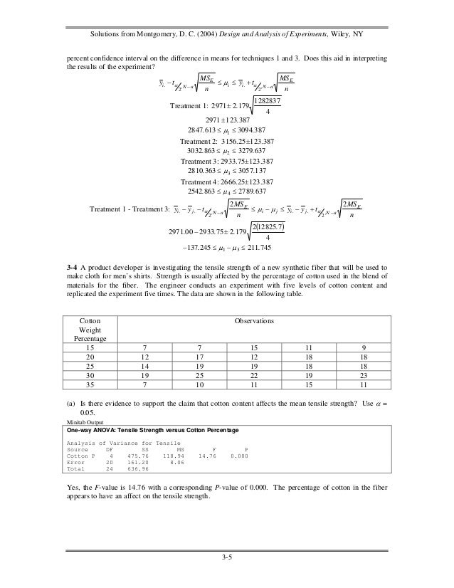 Design and Analysis of Experiments Solutions Manual 6th edition